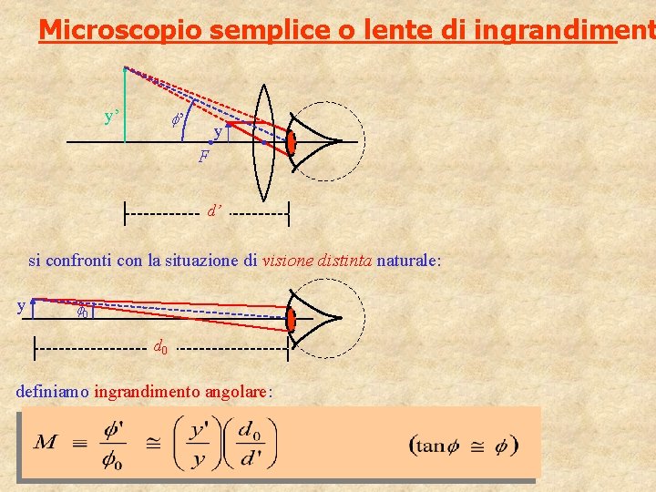 Microscopio semplice o lente di ingrandiment y’ ’ y F d’ si confronti con