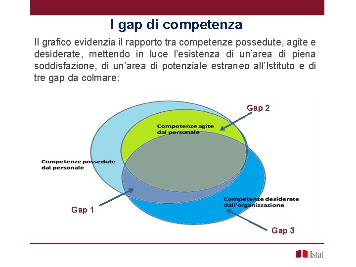 I gap di competenza Il grafico evidenzia il rapporto tra competenze possedute, agite e