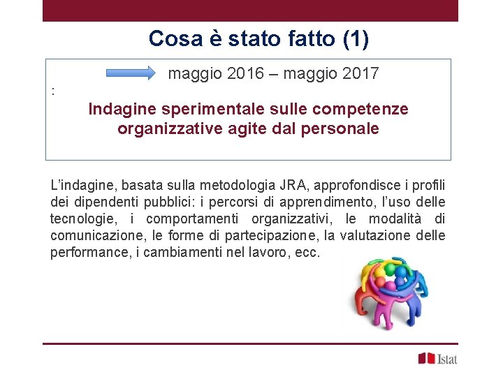 Cosa è stato fatto (1) maggio 2016 – maggio 2017 : Indagine sperimentale sulle