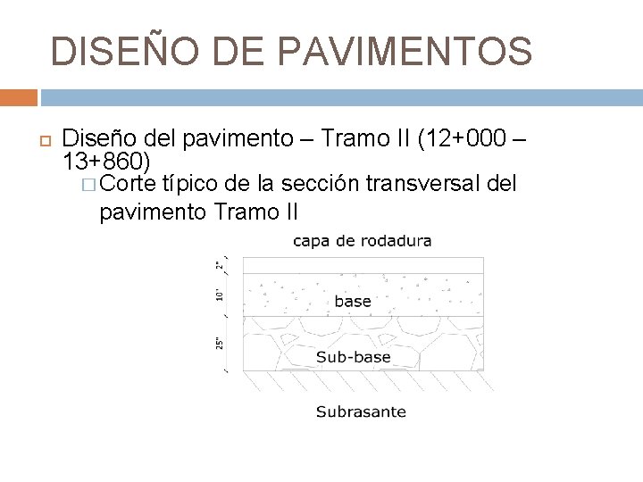DISEÑO DE PAVIMENTOS Diseño del pavimento – Tramo II (12+000 – 13+860) � Corte