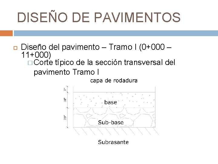 DISEÑO DE PAVIMENTOS Diseño del pavimento – Tramo I (0+000 – 11+000) � Corte