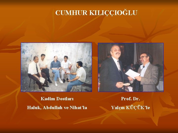 CUMHUR KILIÇÇIOĞLU Kadim Dostları Prof. Dr. Haluk, Abdullah ve Nihat’la Yalçın KÜÇÜK’le 