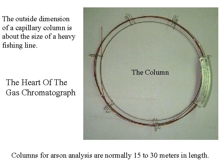 The outside dimension of a capillary column is about the size of a heavy The outside dimension of a capillary column is about the size of a heavy
