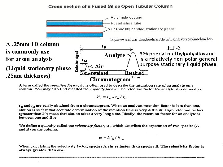 A. 25 mm ID column is commonly use for arson analysis (Liquid stationary phase. A. 25 mm ID column is commonly use for arson analysis (Liquid stationary phase.