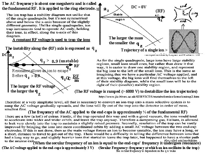 The AC frequency is about one megahertz and is called the fundamental RF. It The AC frequency is about one megahertz and is called the fundamental RF. It