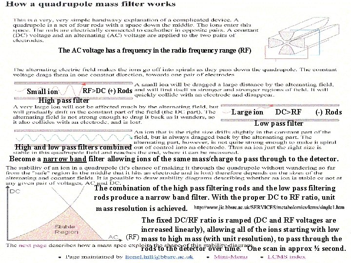 The AC voltage has a frequency in the radio frequency range (RF) RF>DC (+) The AC voltage has a frequency in the radio frequency range (RF) RF>DC (+)