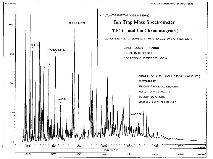Ion Trap Mass Spectrometer TIC ( Total Ion Chromatogram ) Ion Trap Mass Spectrometer TIC ( Total Ion Chromatogram )