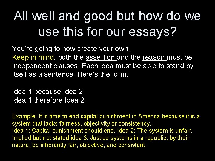 All well and good but how do we use this for our essays? You’re All well and good but how do we use this for our essays? You’re