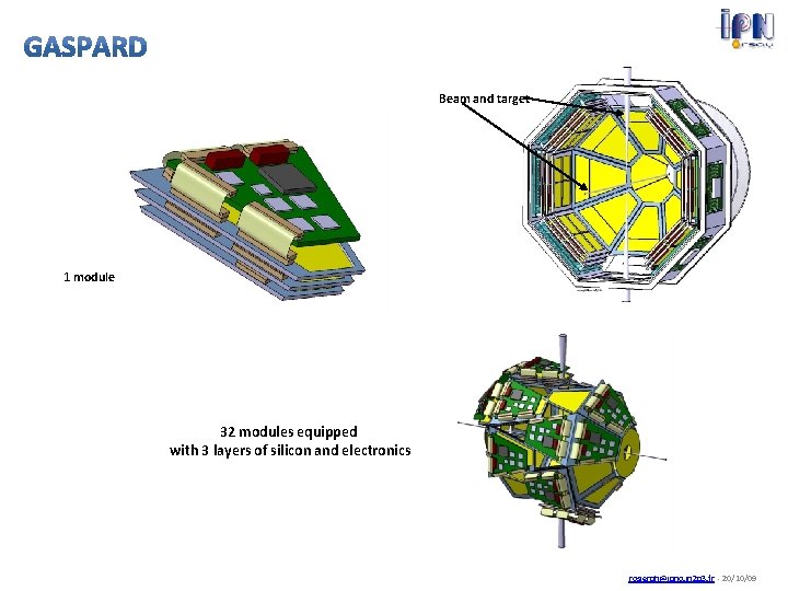 Beam and target 1 module 32 modules equipped with 3 layers of silicon and
