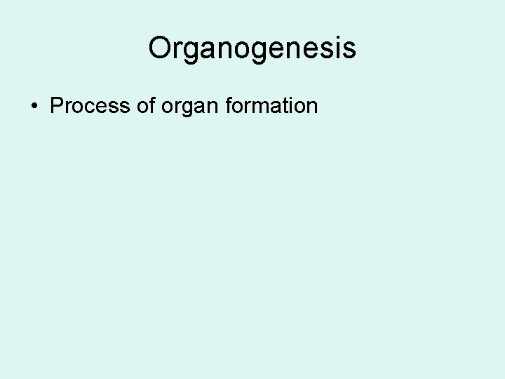 Organogenesis • Process of organ formation 