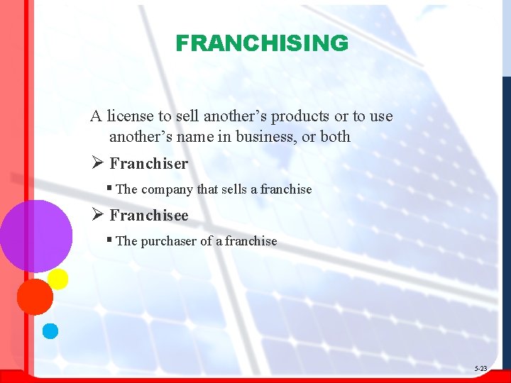 FRANCHISING A license to sell another’s products or to use another’s name in business,