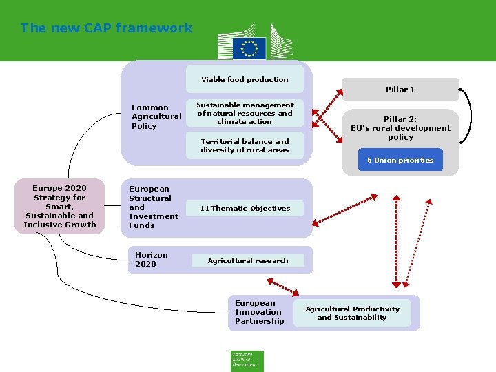 The new CAP framework Viable food production Pillar 1 Common Agricultural Policy Sustainable management