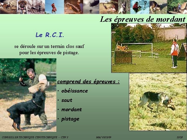 Les épreuves de mordant Le R. C. I. se déroule sur un terrain clos