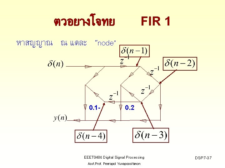 ตวอยางโจทย FIR 1 หาสญญาณ ณ แตละ “node” 0. 1 - 0. 2 EEET 0485