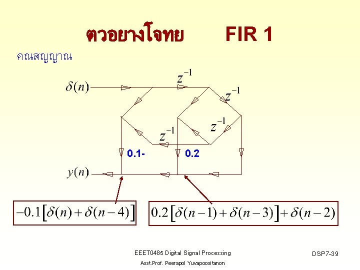 ตวอยางโจทย FIR 1 คณสญญาณ 0. 1 - 0. 2 EEET 0485 Digital Signal Processing