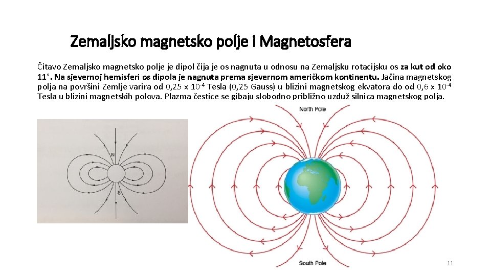 Zemaljsko magnetsko polje i Magnetosfera Čitavo Zemaljsko magnetsko polje je dipol čija je os