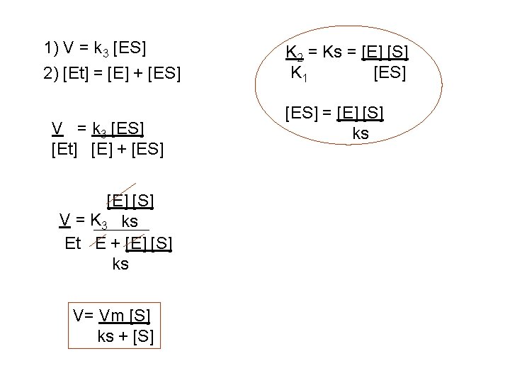 1) V = k 3 [ES] 2) [Et] = [E] + [ES] V =