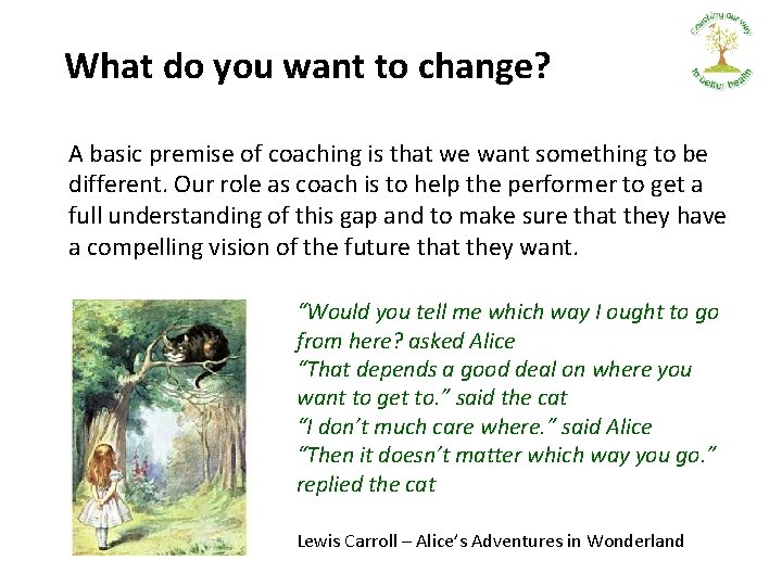 What do you want to change? A basic premise of coaching is that we