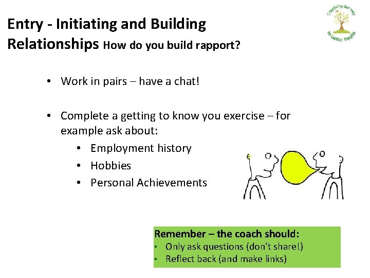 Entry - Initiating and Building Relationships How do you build rapport? • Work in