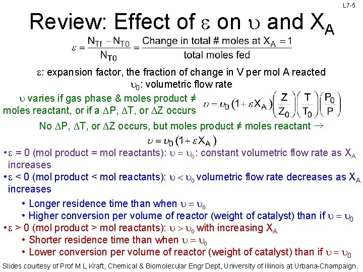 Review: Effect of on u and XA L 7 -5 : expansion factor, the Review: Effect of on u and XA L 7 -5 : expansion factor, the