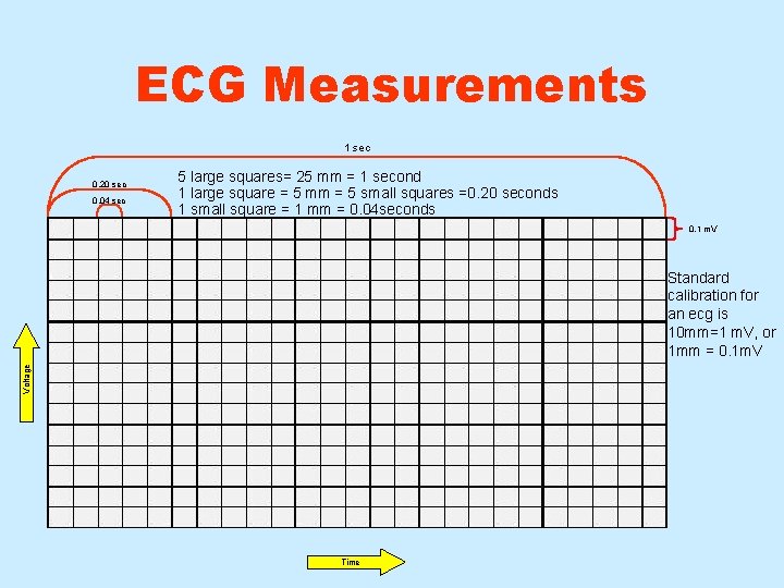 ECG Measurements 1 sec 0. 20 sec 0. 04 sec 5 large squares= 25