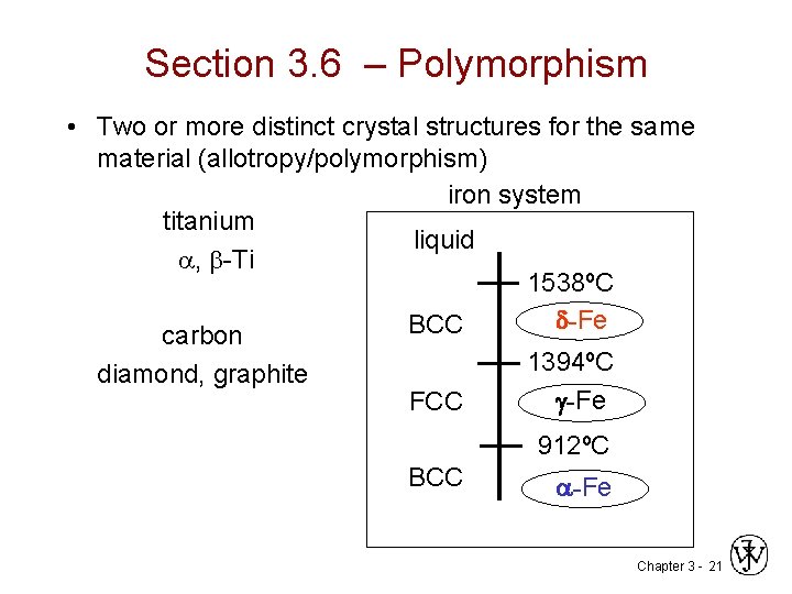 Section 3. 6 – Polymorphism • Two or more distinct crystal structures for the