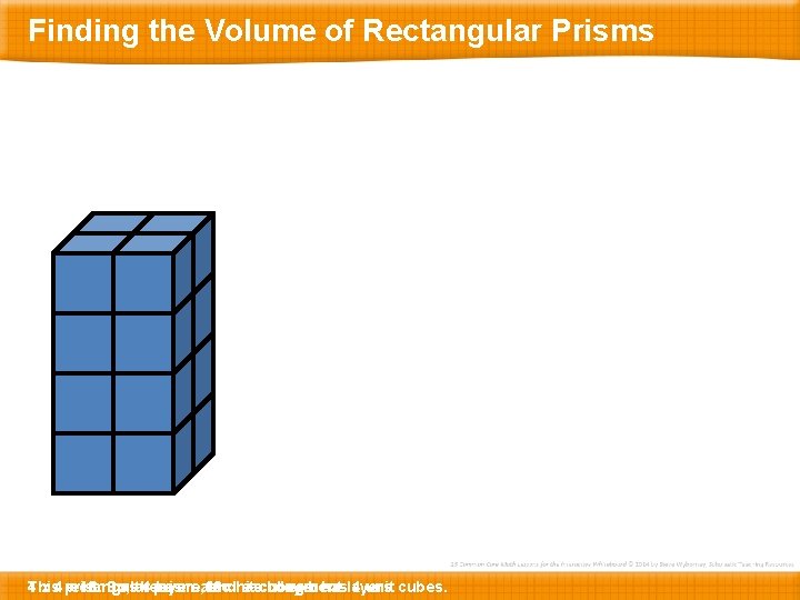 Finding the Volume of Rectangular Prisms 4 x 4 prism This rectangular = 16.