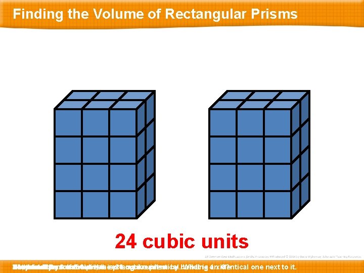 Finding the Volume of Rectangular Prisms 24 cubic units The Here … So, 3
