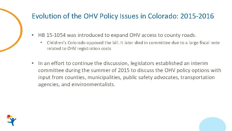 Evolution of the OHV Policy Issues in Colorado: 2015 -2016 • HB 15 -1054