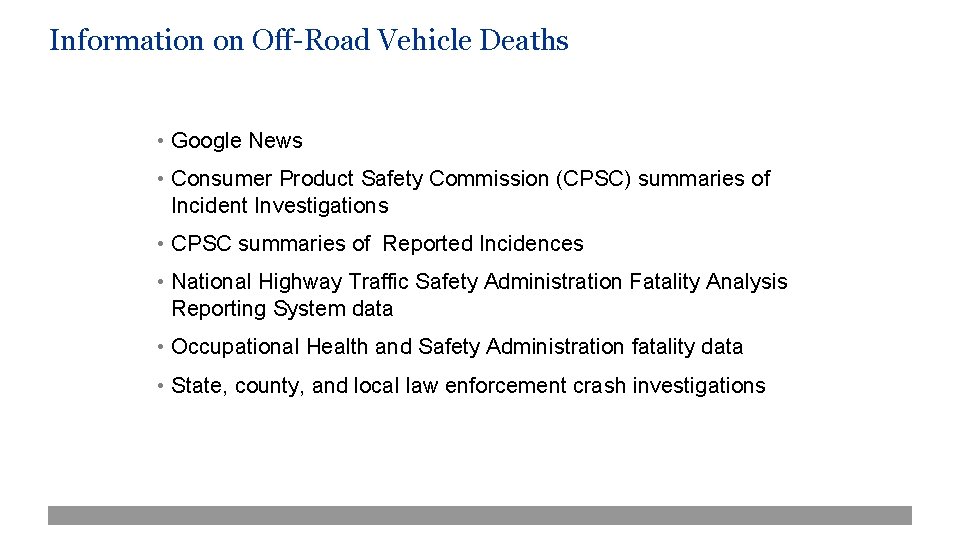 Information on Off-Road Vehicle Deaths • Google News • Consumer Product Safety Commission (CPSC)