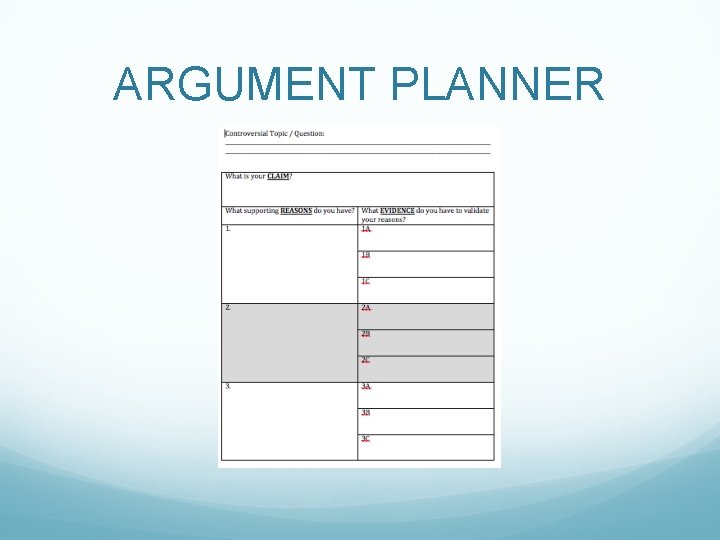 ARGUMENT PLANNER 