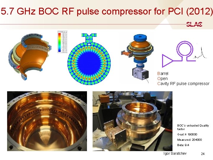 5. 7 GHz BOC RF pulse compressor for PCI (2012) Barrel Open Cavity RF 5. 7 GHz BOC RF pulse compressor for PCI (2012) Barrel Open Cavity RF
