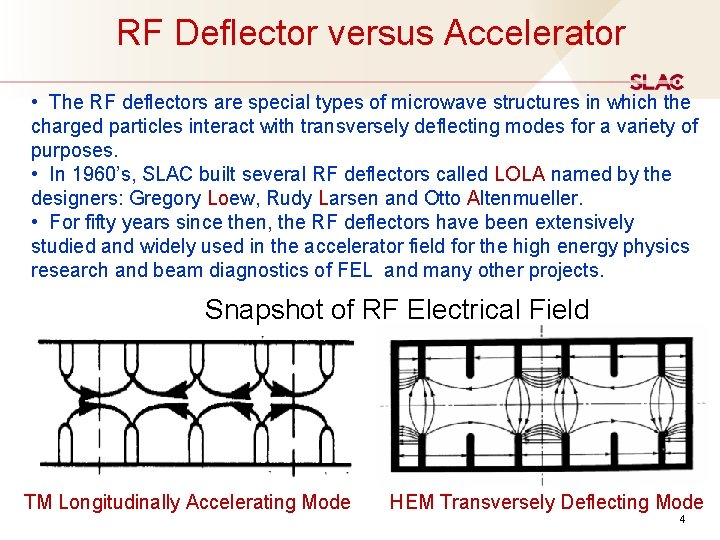 RF Deflector versus Accelerator • The RF deflectors are special types of microwave structures RF Deflector versus Accelerator • The RF deflectors are special types of microwave structures