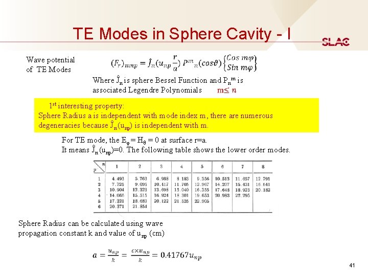 TE Modes in Sphere Cavity - I Wave potential of TE Modes Where TE Modes in Sphere Cavity - I Wave potential of TE Modes Where