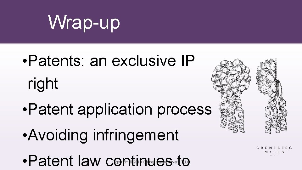 Wrap-up • Patents: an exclusive IP right • Patent application process • Avoiding infringement