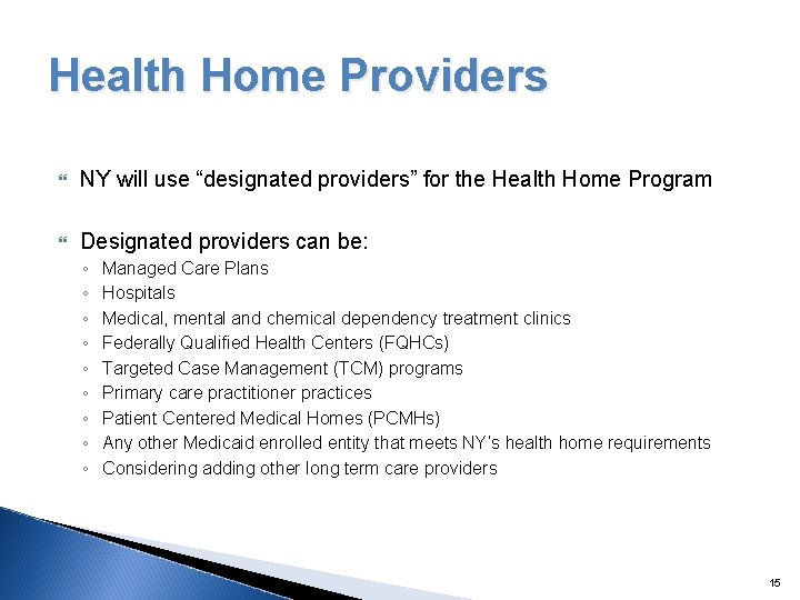 Health Home Providers NY will use “designated providers” for the Health Home Program Designated