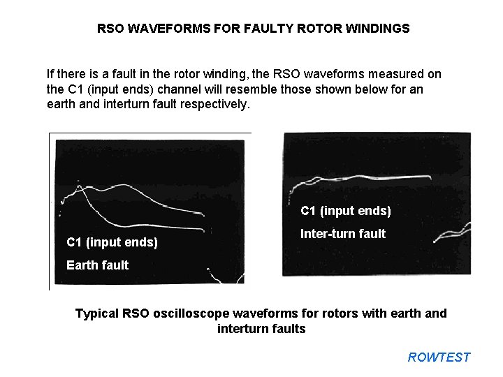RSO WAVEFORMS FOR FAULTY ROTOR WINDINGS If there is a fault in the rotor