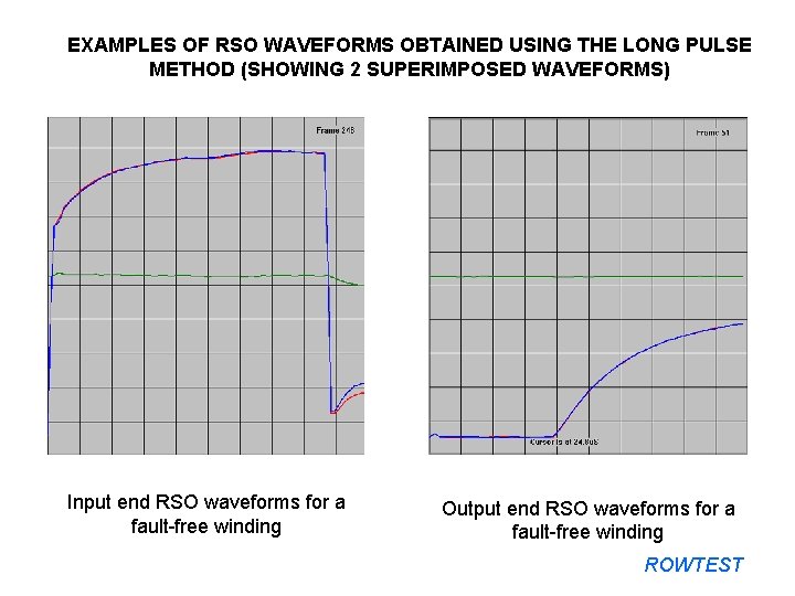 EXAMPLES OF RSO WAVEFORMS OBTAINED USING THE LONG PULSE METHOD (SHOWING 2 SUPERIMPOSED WAVEFORMS)