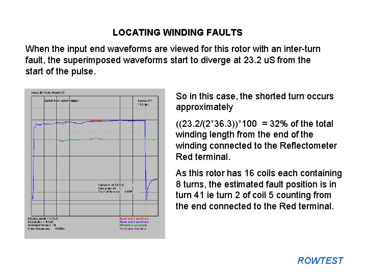 LOCATING WINDING FAULTS When the input end waveforms are viewed for this rotor with
