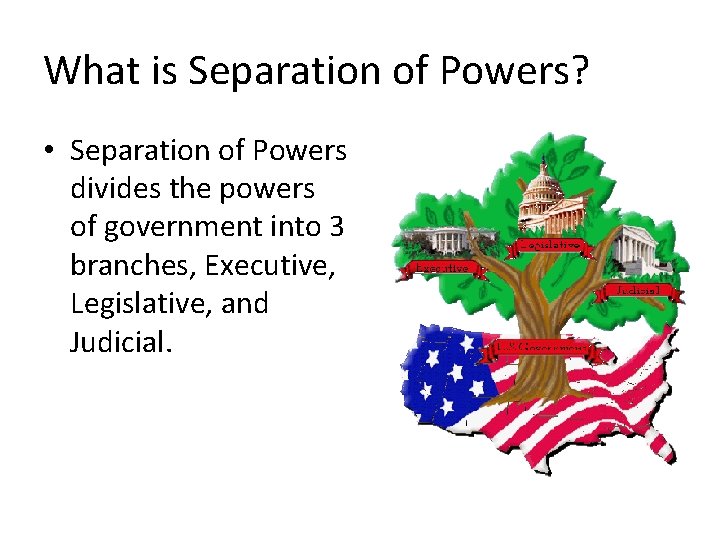 What is Separation of Powers? • Separation of Powers divides the powers of government What is Separation of Powers? • Separation of Powers divides the powers of government