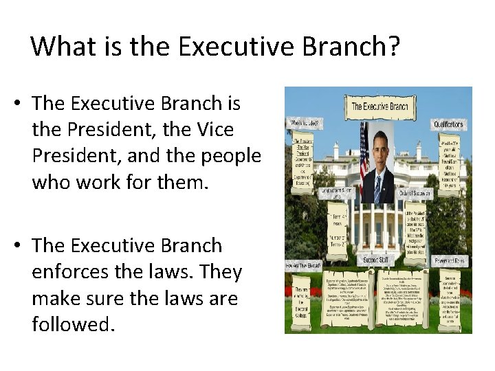What is the Executive Branch? • The Executive Branch is the President, the Vice What is the Executive Branch? • The Executive Branch is the President, the Vice