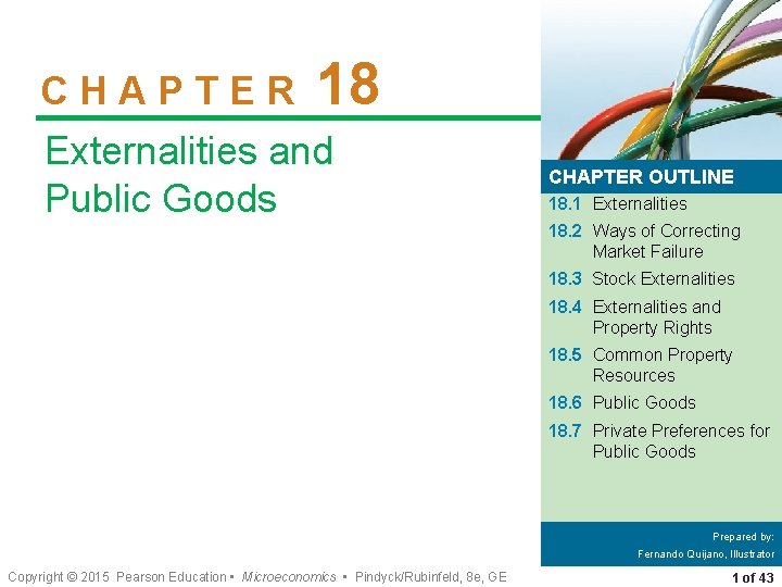 CHAPTER 18 Externalities and Public Goods CHAPTER OUTLINE 18. 1 Externalities 18. 2 Ways