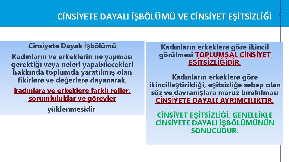 CİNSİYETE DAYALI İŞBÖLÜMÜ VE CİNSİYET EŞİTSİZLİĞİ Cinsiyete Dayalı İşbölümü Kadınların ve erkeklerin ne yapması CİNSİYETE DAYALI İŞBÖLÜMÜ VE CİNSİYET EŞİTSİZLİĞİ Cinsiyete Dayalı İşbölümü Kadınların ve erkeklerin ne yapması