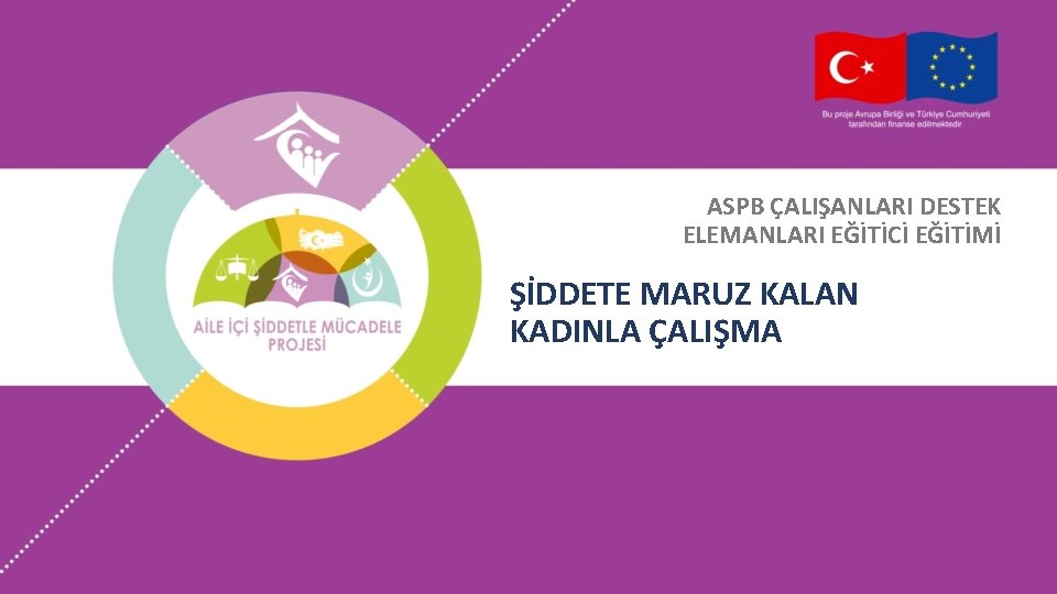 ASPB ÇALIŞANLARI DESTEK ELEMANLARI EĞİTİCİ EĞİTİMİ ŞİDDETE MARUZ KALAN KADINLA ÇALIŞMA ASPB ÇALIŞANLARI DESTEK ELEMANLARI EĞİTİCİ EĞİTİMİ ŞİDDETE MARUZ KALAN KADINLA ÇALIŞMA