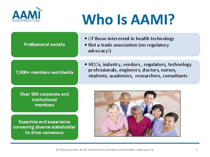 Who Is AAMI? Professional society 7, 000+ members worldwide • Of those interested in