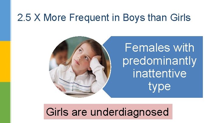 2. 5 X More Frequent in Boys than Girls Females with predominantly inattentive type