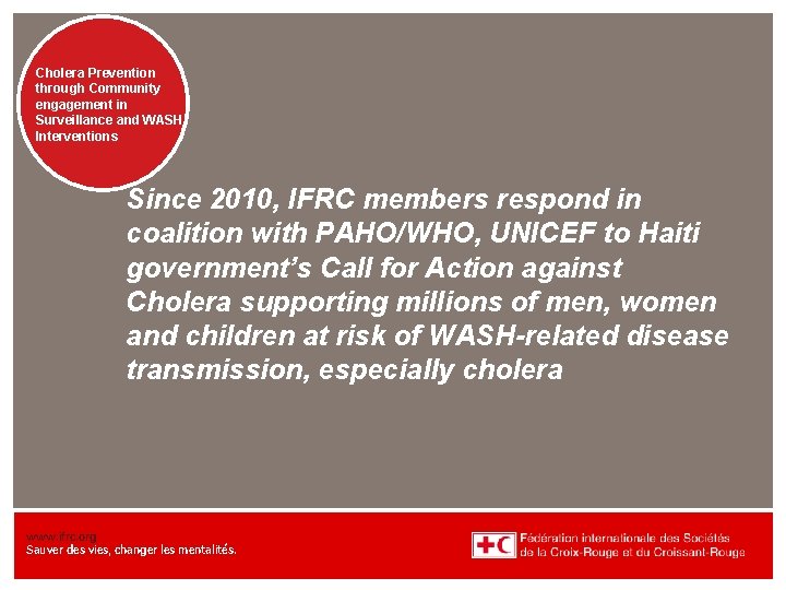Systeme d’alerte Presentation title – Surveillence Cholera Prevention at-a-glance info Epidemiologique through Community (in