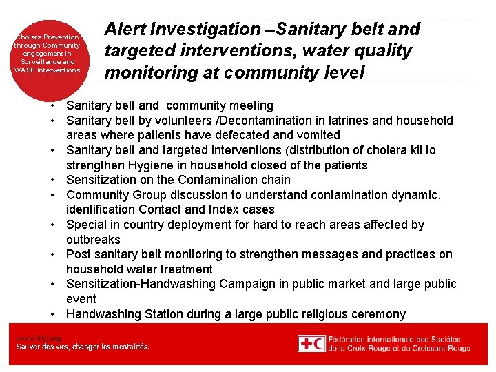 Systeme d’alerte Cholera Prevention – Surveillence through Community Epidemiologique engagement in a Baseand Surveillance