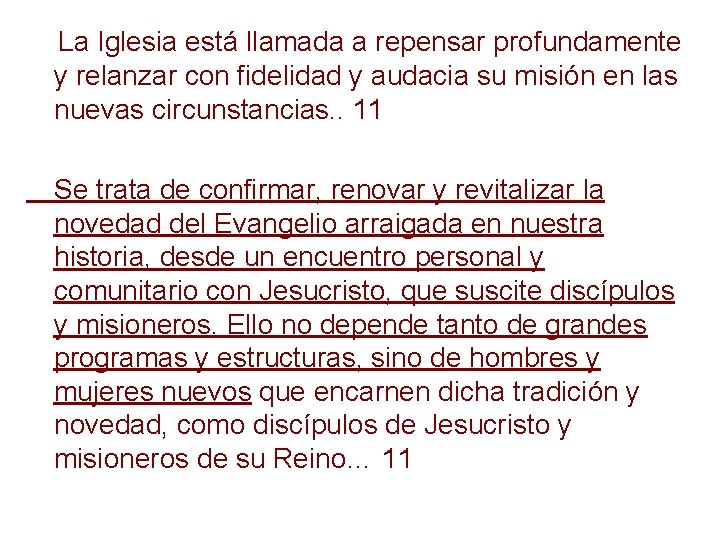 La Iglesia está llamada a repensar profundamente y relanzar con fidelidad y audacia su