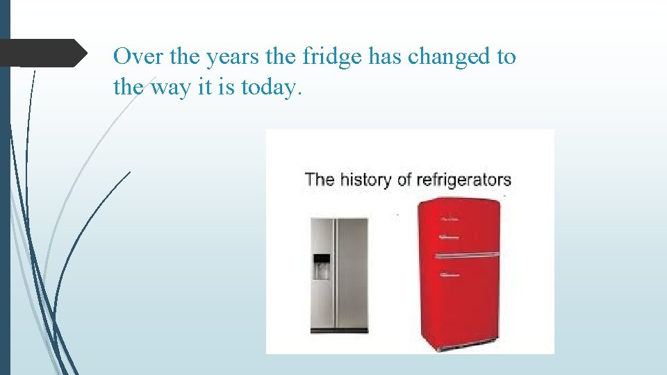 Over the years the fridge has changed to the way it is today. 